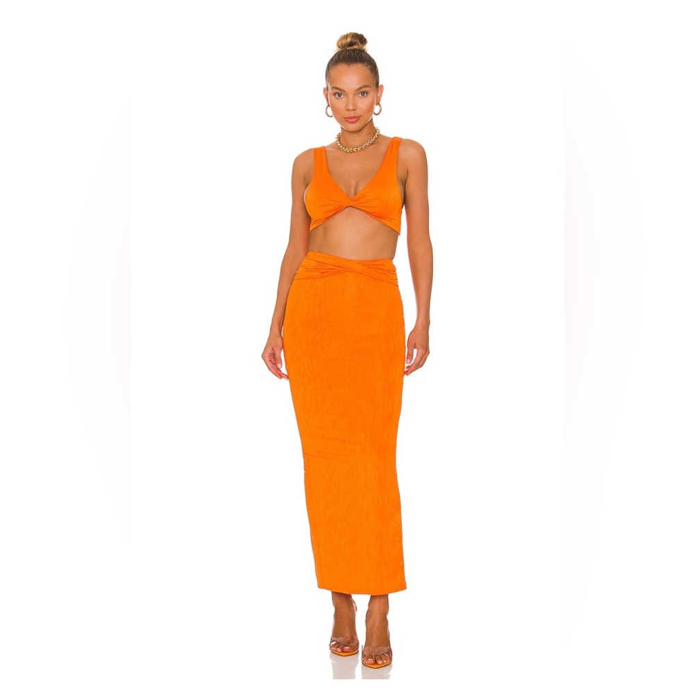 Joana Maxi Skirt Set in Tangerine - Vibrant Orange Women's Skirt Set